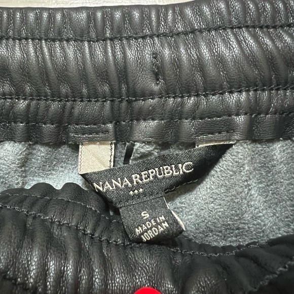 Banana Republic Vegan Leather Joggers, Black, size small. - Picture 3 of 5